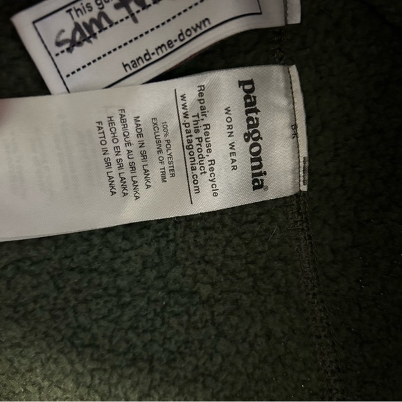 Boys Patagonia dark green better sweater 1/4 zip pullover jacket size 14 XL - Picture 6 of 7